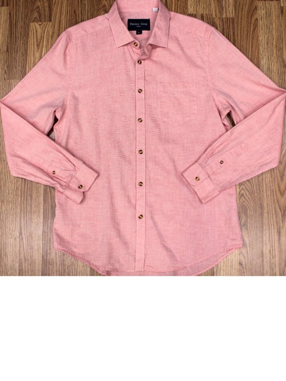 PAISLEY & GRAY SLIM FIT 100% COTTON SHIRT SALMON LARGE, L